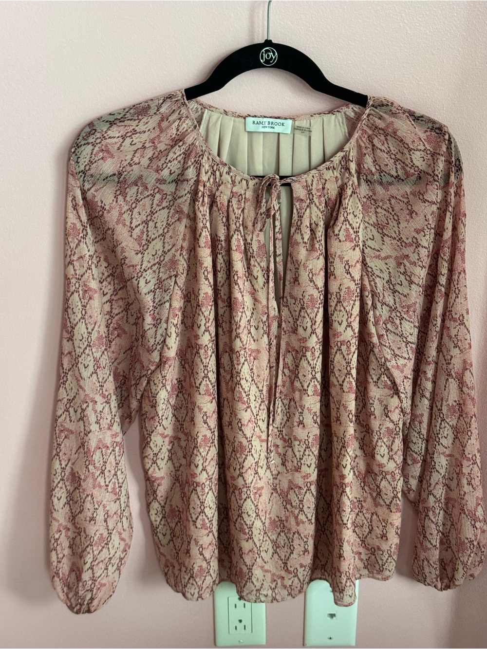 Ramy Brook Blush Snake-Print Peasant Blouse